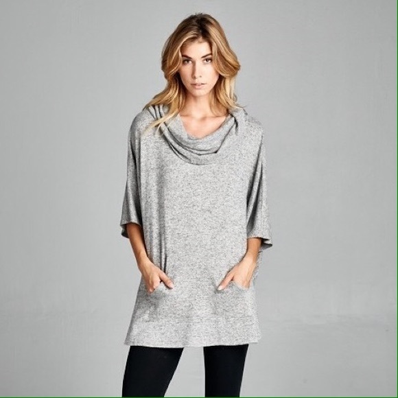 Gorgeous Oversized Heather Grey Top - Picture 2 of 3