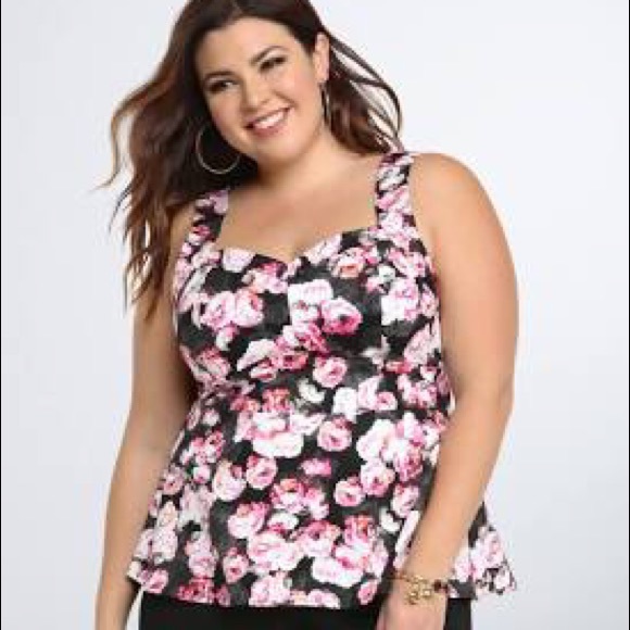 NWT torrid rose print peplum top size 1