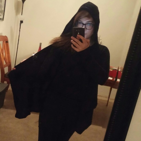 Black Knit Hooded Cardigan