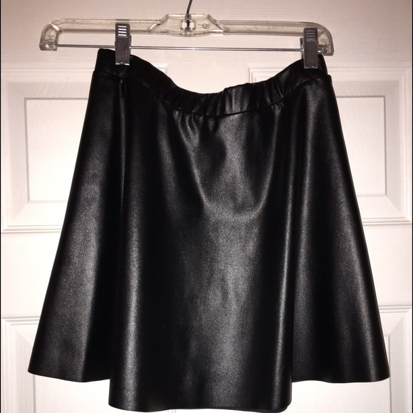 Black Leather Skater Skirt
