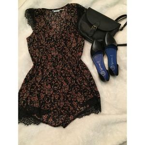 Kimchi Blue/UO Black Lace Inset Silky Romper!