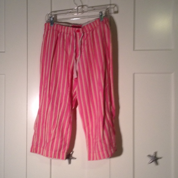 Pink & yellow striped pajama pants