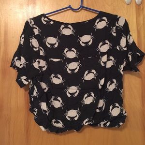 crab patterned crop top