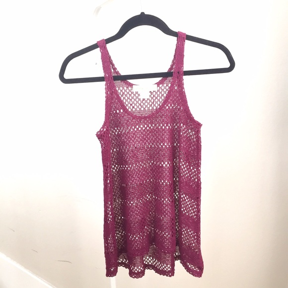 Urban Outfitters Tops - Like NEW urban outfitters burgundy open knit tank Urban Outfitters Tops - Like NEW urban outfitters burgundy open knit tank