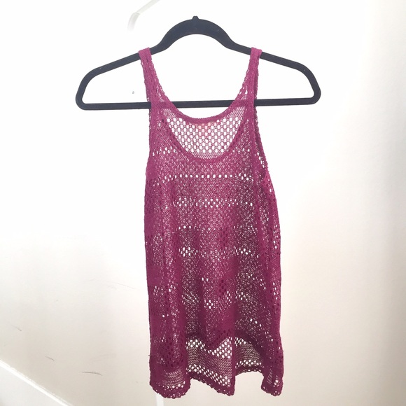 Urban Outfitters Tops - Like NEW urban outfitters burgundy open knit tank Urban Outfitters Tops - Like NEW urban outfitters burgundy open knit tank
