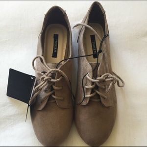 Faux Suede Grey Forever 21 Oxfords Shoes (: