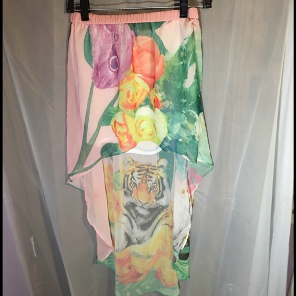 Tropical Lion High-Low Skirt