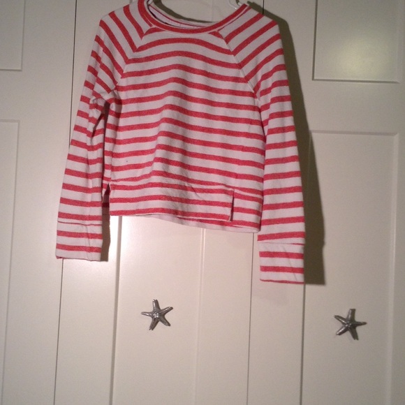 Coral and white striped sweater