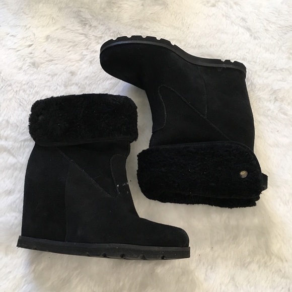 UGG Shoes - UGG Kyra black wedge Bootie 7.5