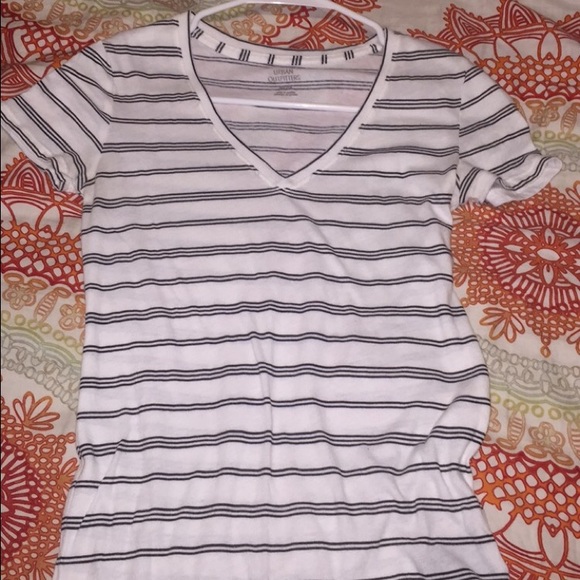 Urban Outfitters Blank and White Striped Tee