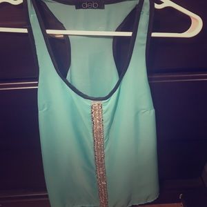 Debs light blue and black tank top