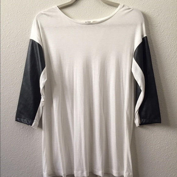 BB Dakota faux leather sleeve top