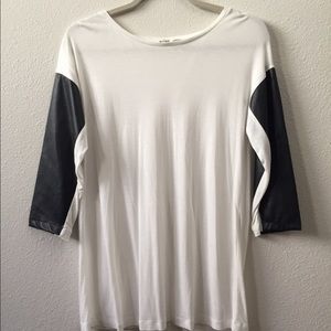 BB Dakota faux leather sleeve top
