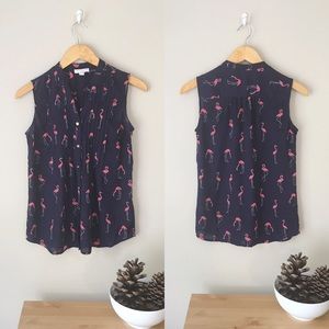 🌺Navy Blue Flamingo Buttondown Tank🌺