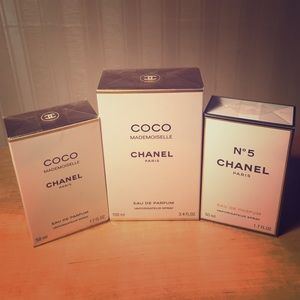 Chanel Mademoiselle 1.7 & 3.4 oz and No 5 1.7 oz