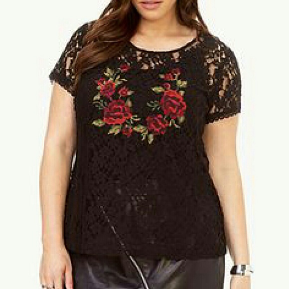 F21 Plus Lace Rose Shirt