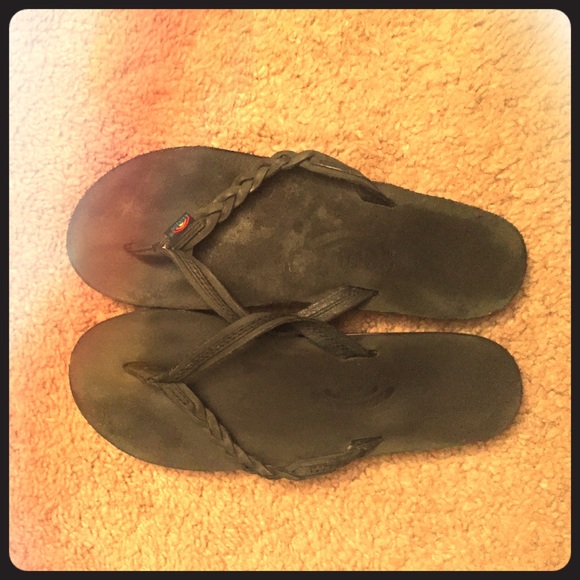 Rainbow flip flops