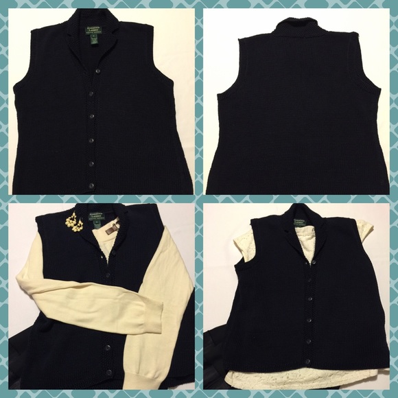 Ralph Lauen navy blue sleeveless sweater size MED - Picture 3 of 4