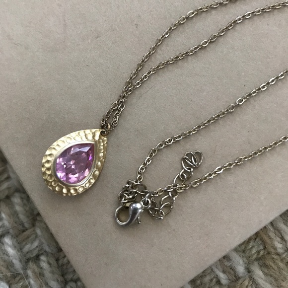pink gem teardrop necklace - Picture 5 of 5