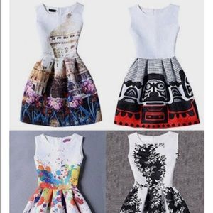 Sleeveless Printed Jacquard Dress