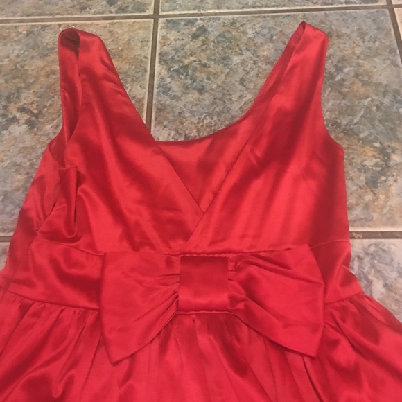 Red Satin Party Dress - Picture 3 of 3