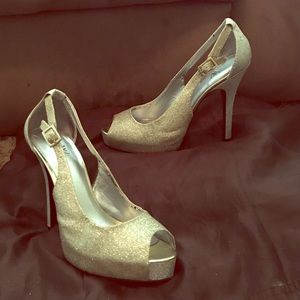 Gorgeous silver and gold glitter stilettos