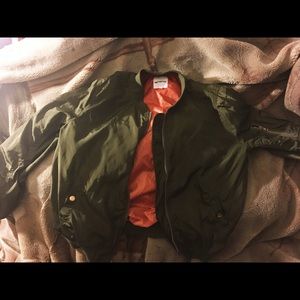 Army green bomber jacket