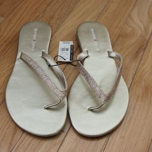 New Two Pairs of Flip Flops! Gold and Silver.