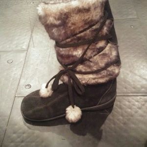 Furry black boots