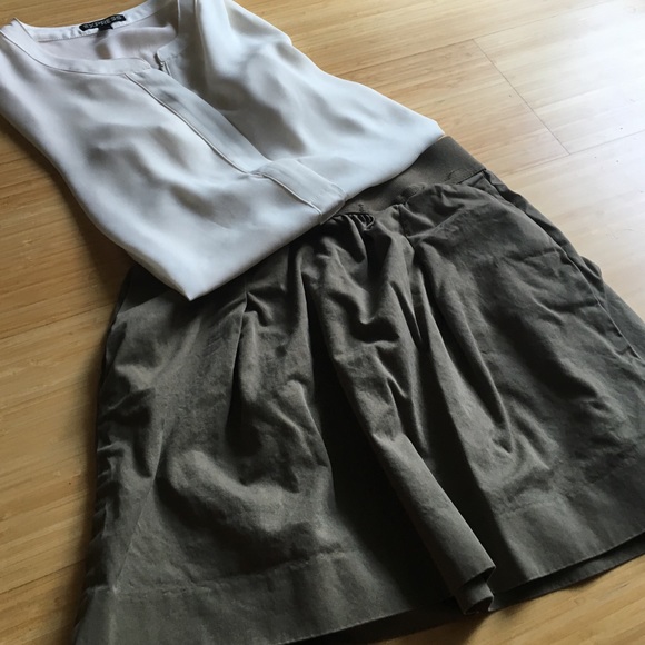 Army Green J Crew Skirt with pockets