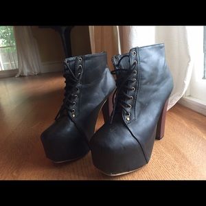Healed lace up booties
