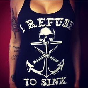 Refuse to sink black tank top