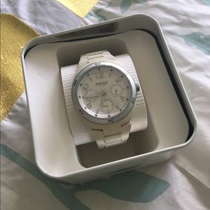 White Fossil Watch