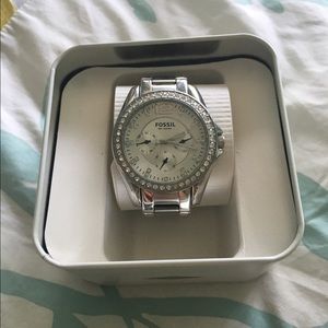Silver Fossil Watch