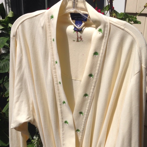 Charter Club;100% Cotton Short Robe (Cream/Yellow)
