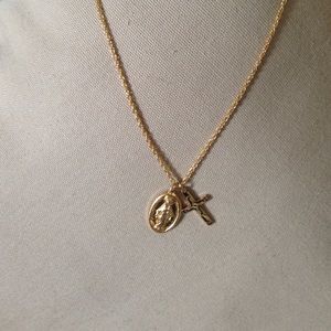 Gold plated Miraculous Medal and Cross