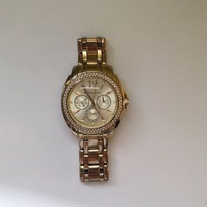 Michael Kors: Large Face Gold & Rhinestone Watch - image 1