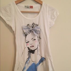 Zara Floral Bow T-Shirt