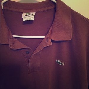 Lacoste mens polo brown size 6