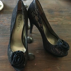 Guess black lace heels