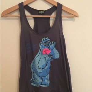 Sesame Street Navy Cookie Monster w Bow Tank Top