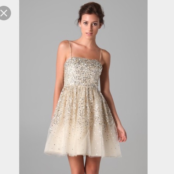 Alice and Olive White and Gold Dress