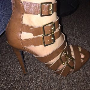 Brown strapping high heels
