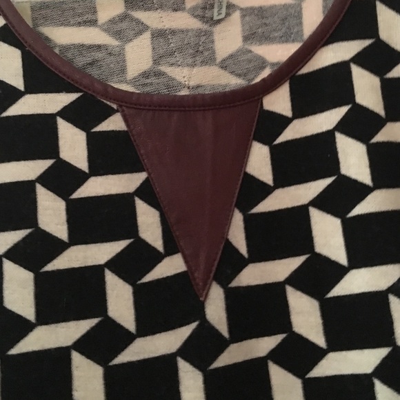 Sweater with leather like trim. Worn twice. - Picture 2 of 4