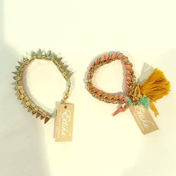Set of two gold Ettika bracelets, NWT