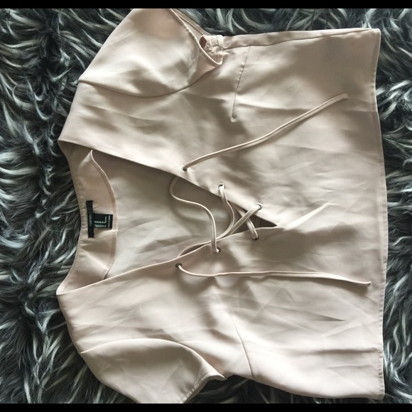 Forever 21 cropped lace up top