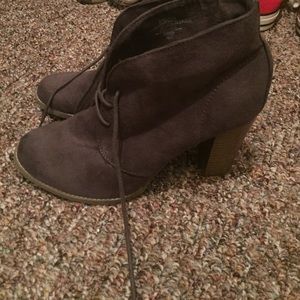 Gray Old Navy lace up booties