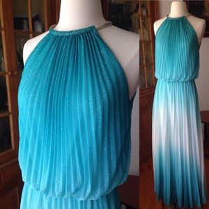 Ombré Blue Halter Maxi Dress Size 14 Women's