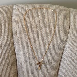 Cross and Gold Chain--may be  14kt can't quite see