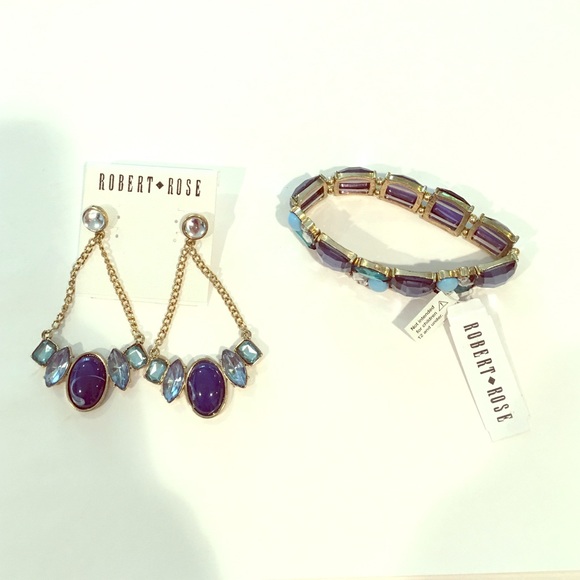 Set of Robert Rose gold bracelet and earrings, NWT